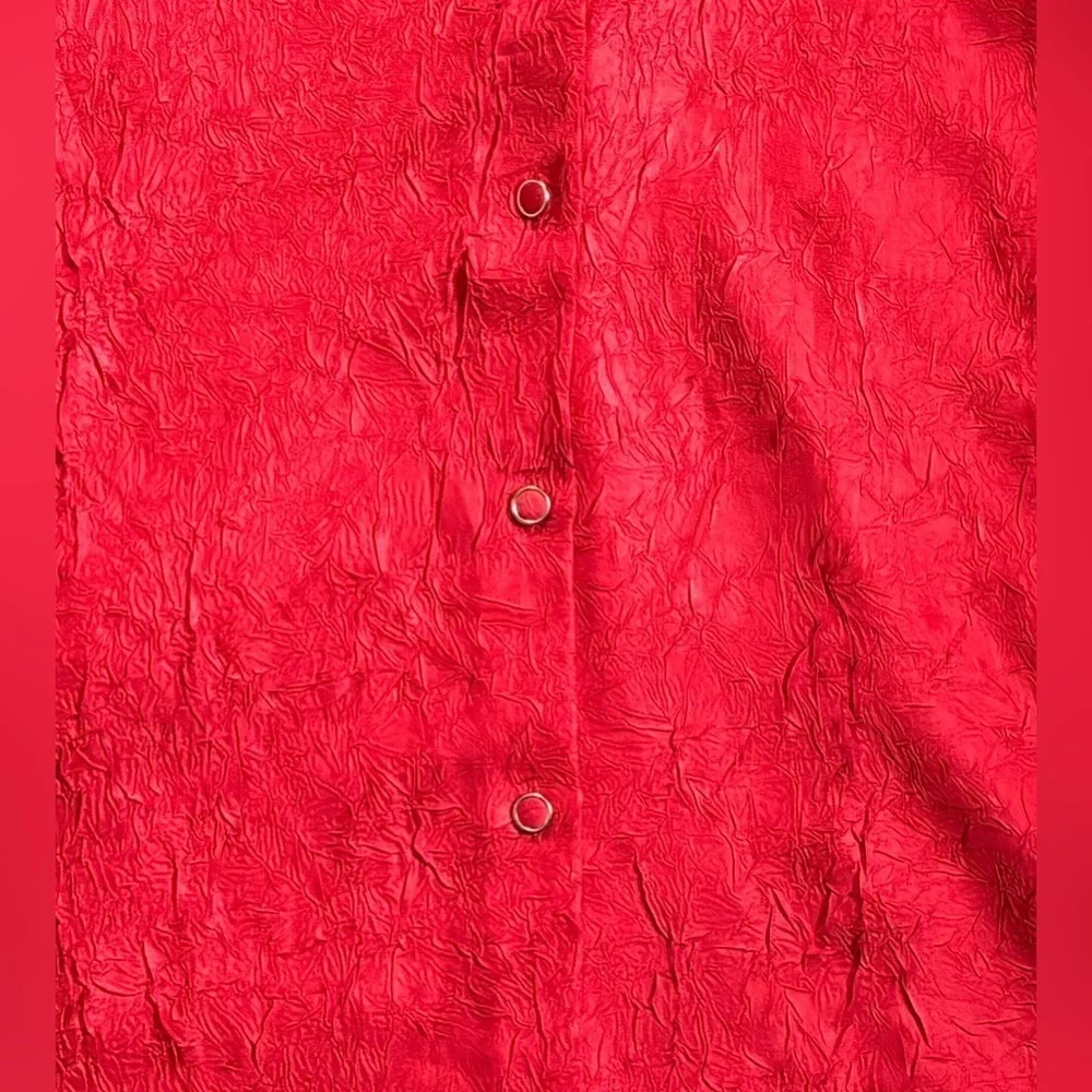 House Of Harlow 1960 Crinkle Fabric Tomato Red Blouse Shirt Sz Small Bold Goth